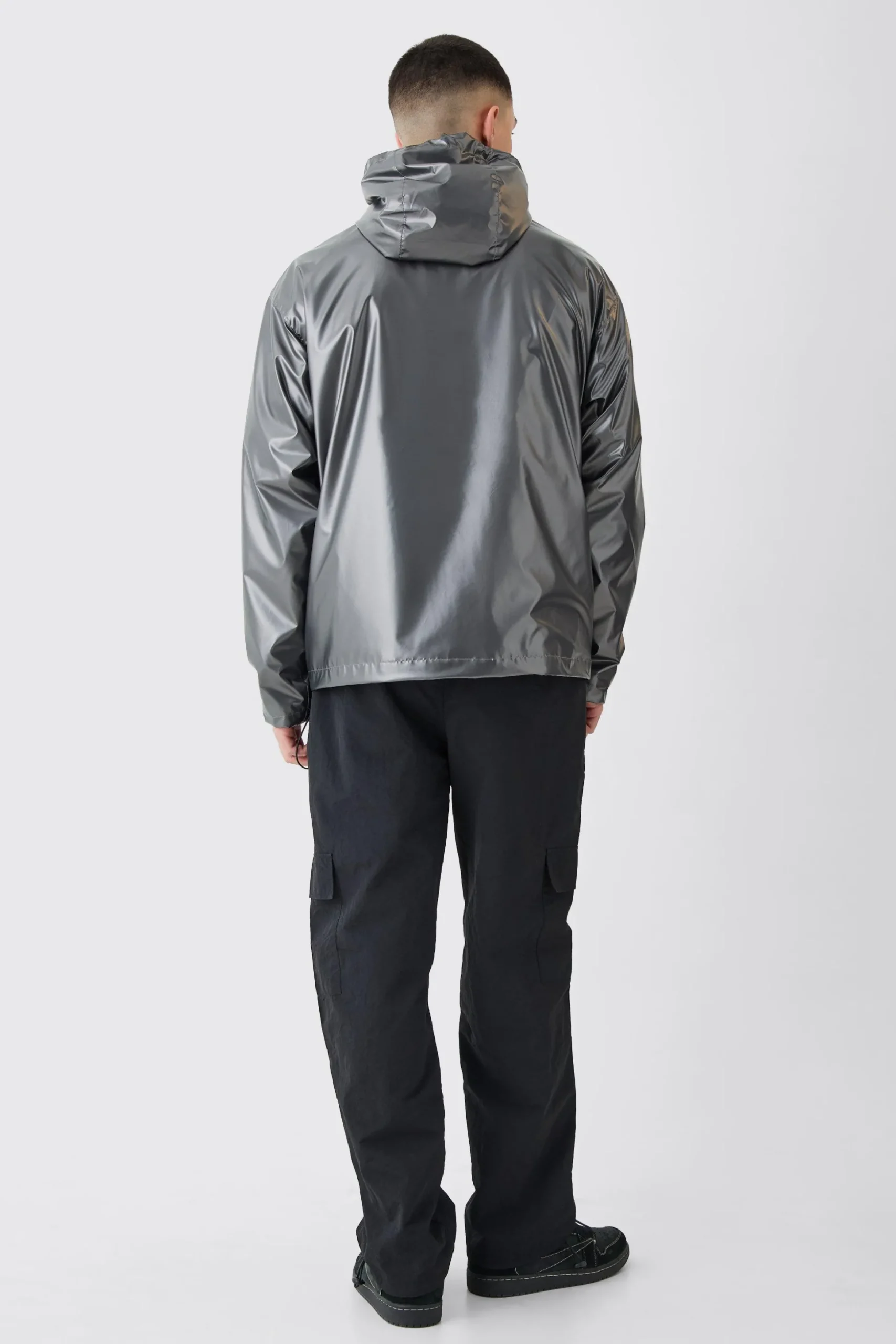 Boxy Fit Metallic Windbreaker | BoohooMAN UK