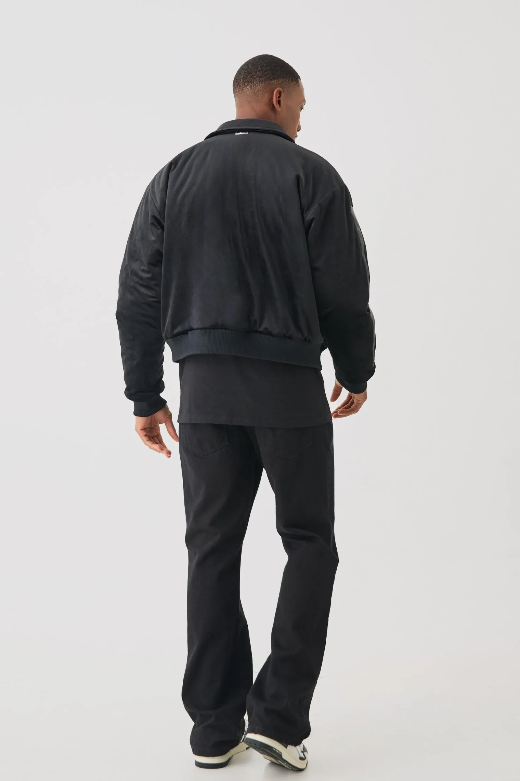 Boxy Fit Skeleton Applique Varsity Jacket | BoohooMAN UK