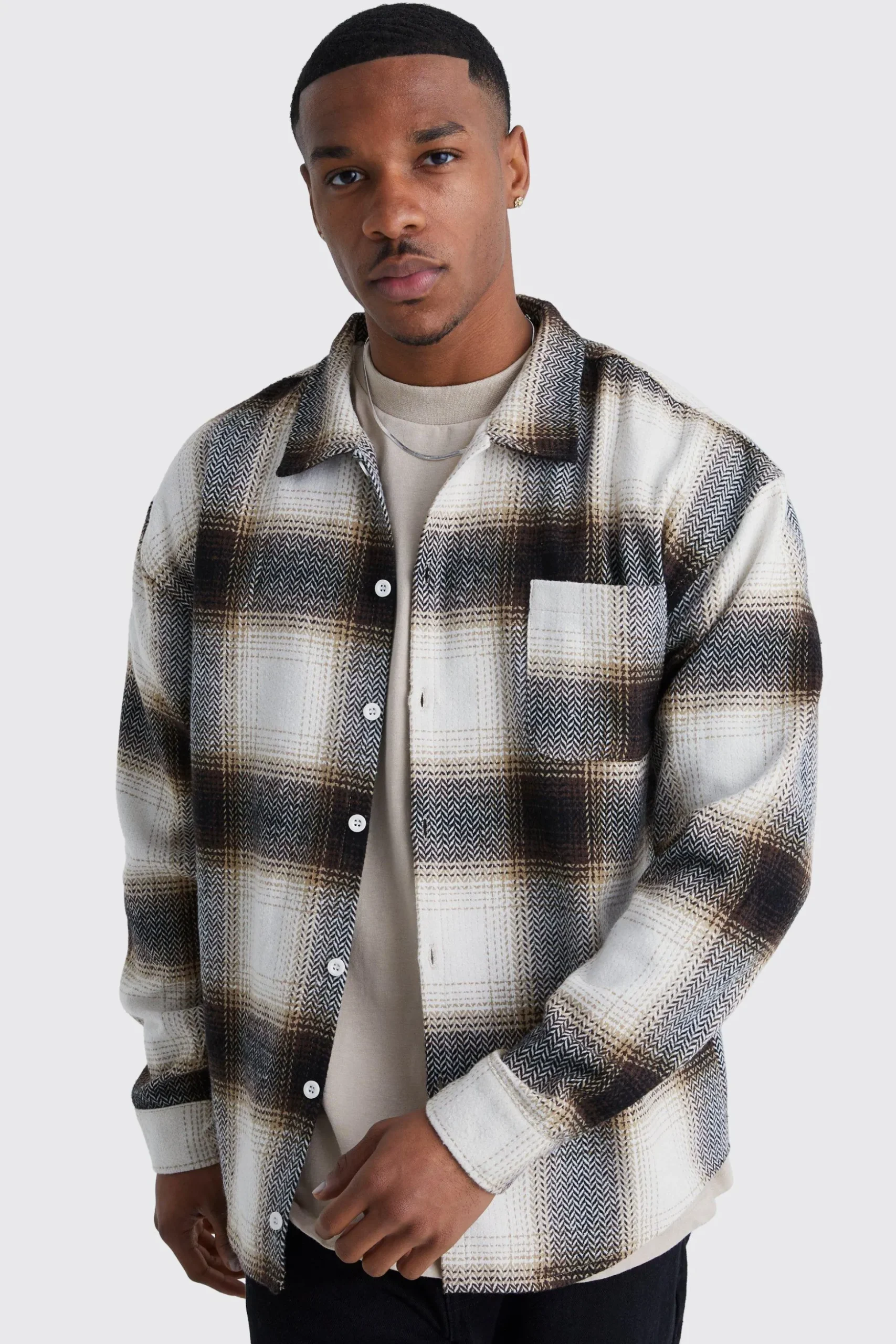 Boxy Flannel Check Shirt | BoohooMAN UK