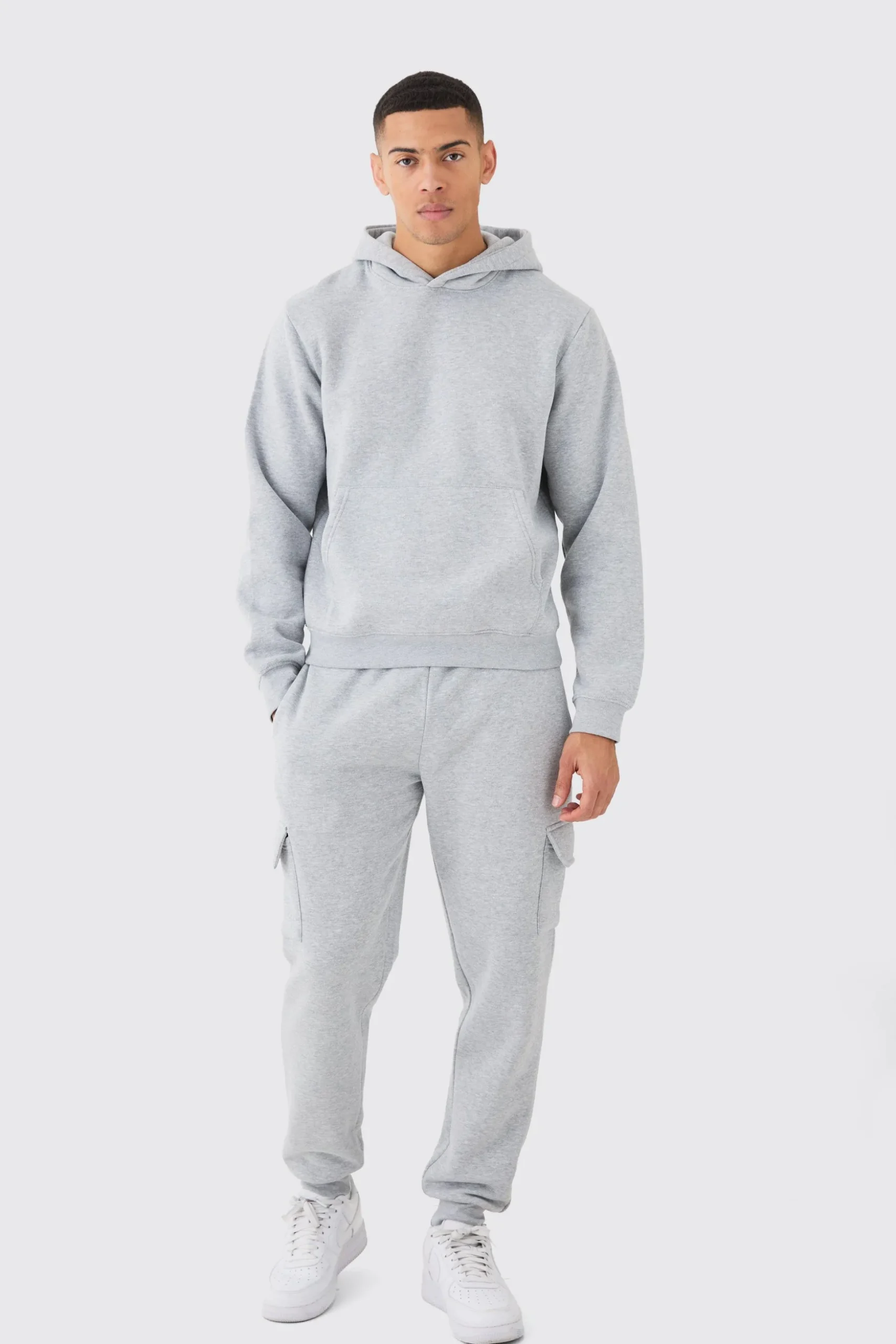 Boxy Hooded Cargo Tracksuit | BoohooMAN UK