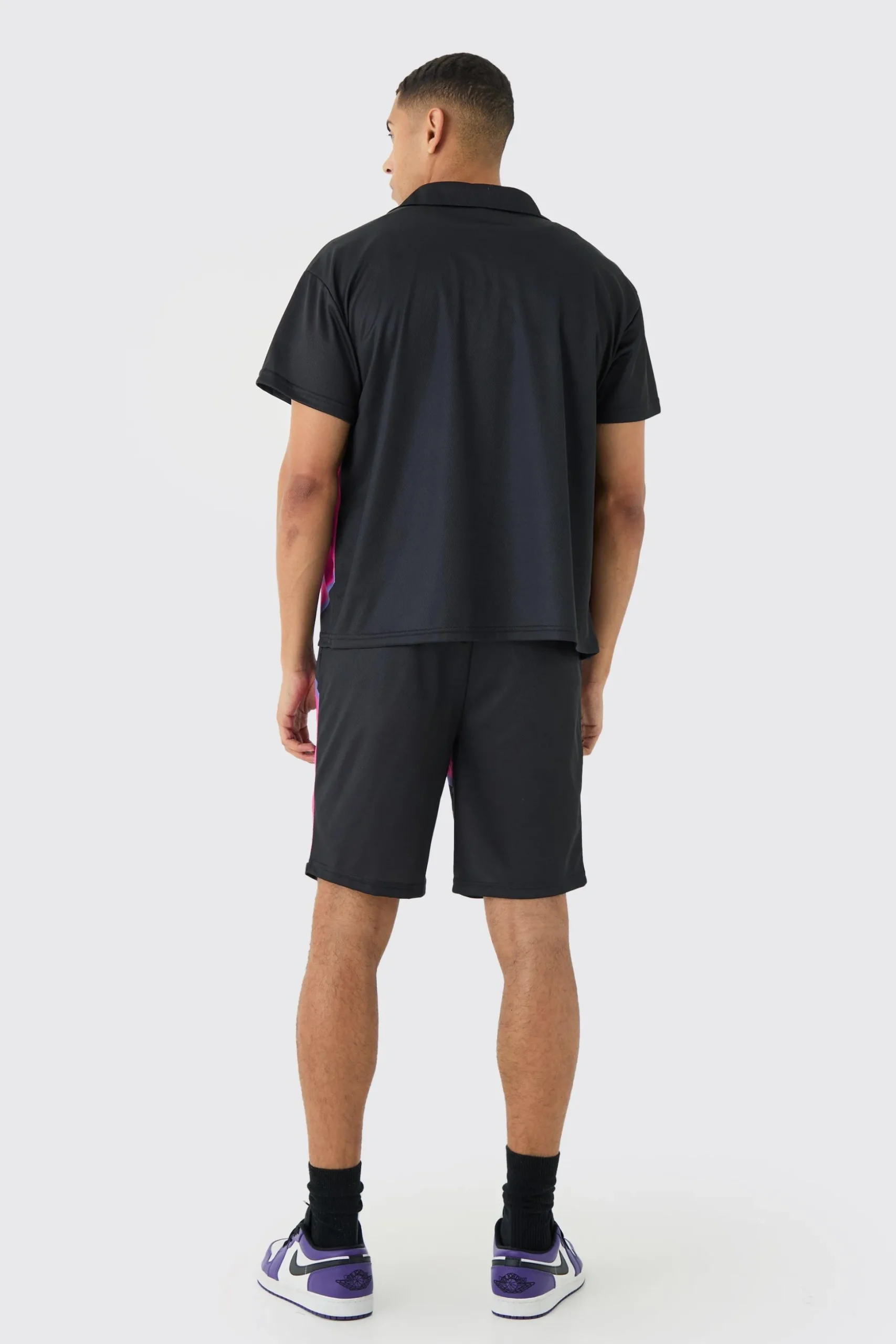 Boxy Mesh Moto Sport Shirt & Short | BoohooMAN UK