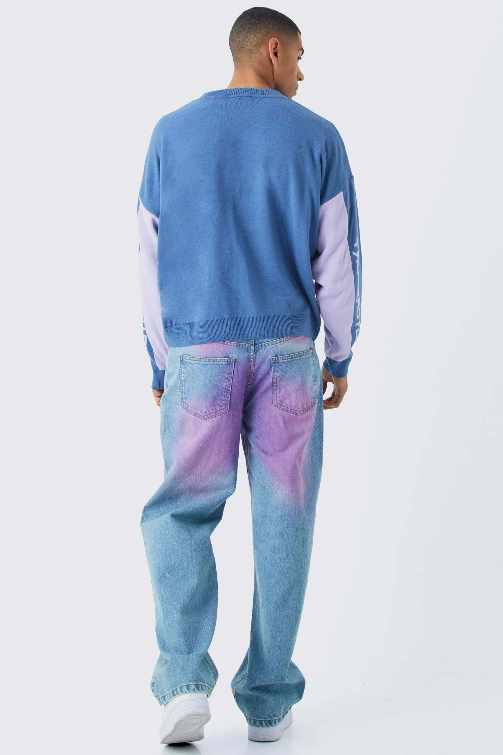 Boxy Moto Knitted Jumper | BoohooMAN UK