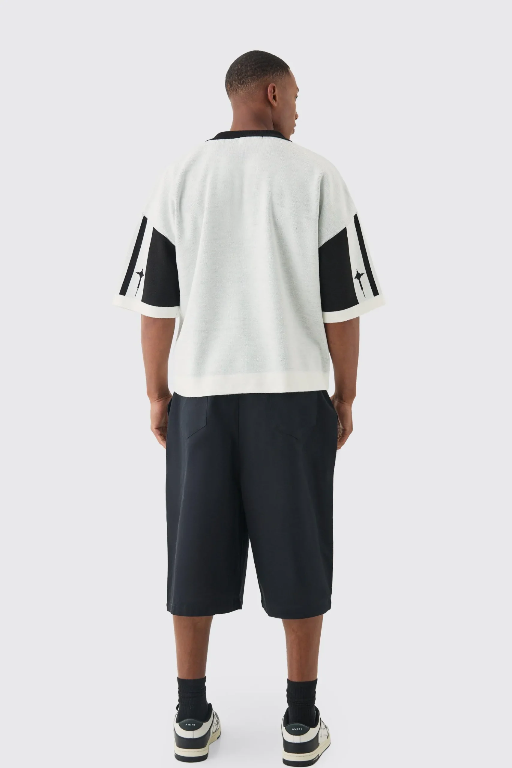 Boxy Moto Knitted Polo | BoohooMAN UK