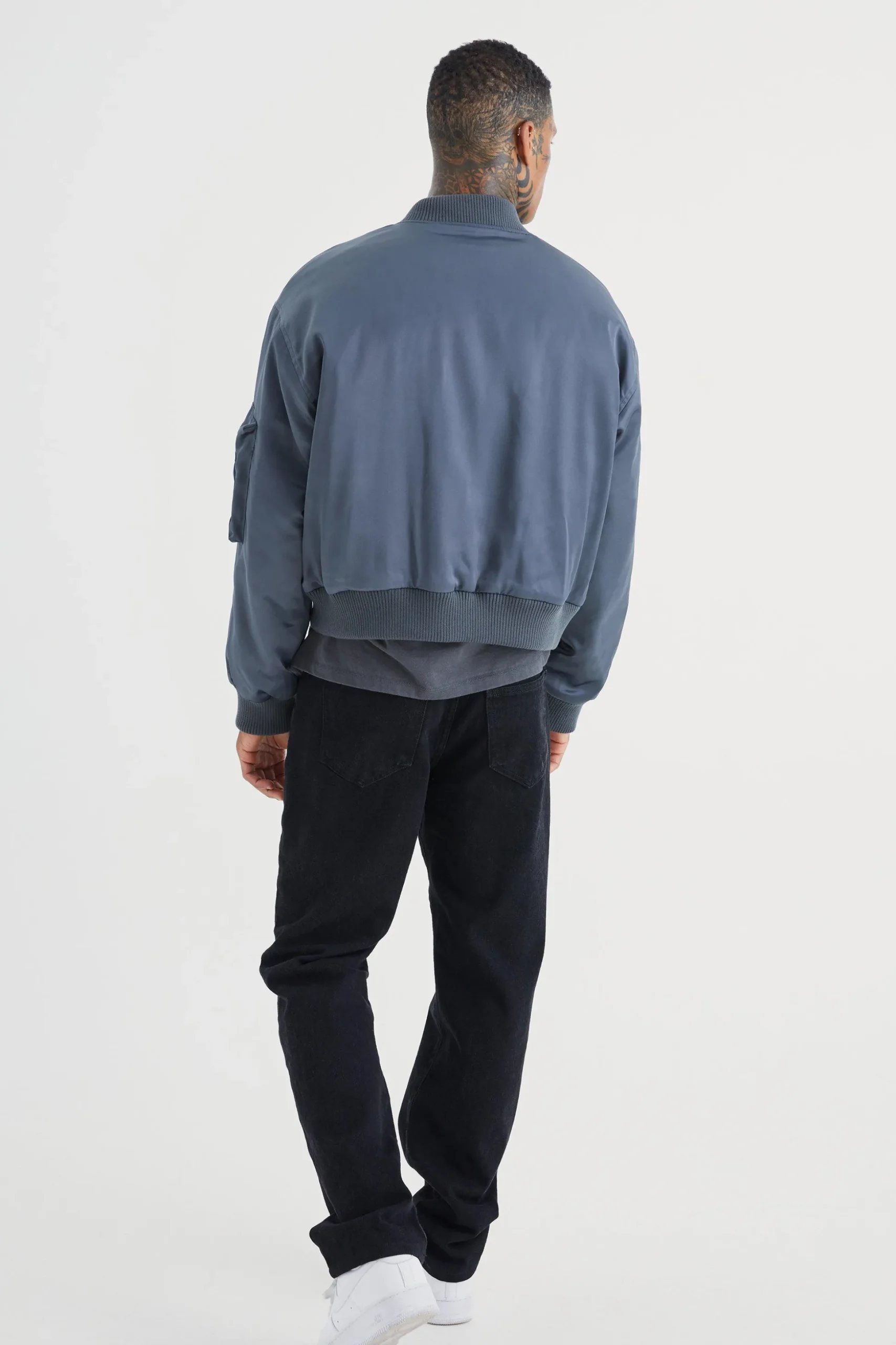 Boxy Satin Padded Ma1 Bomber Jacket | BoohooMAN UK