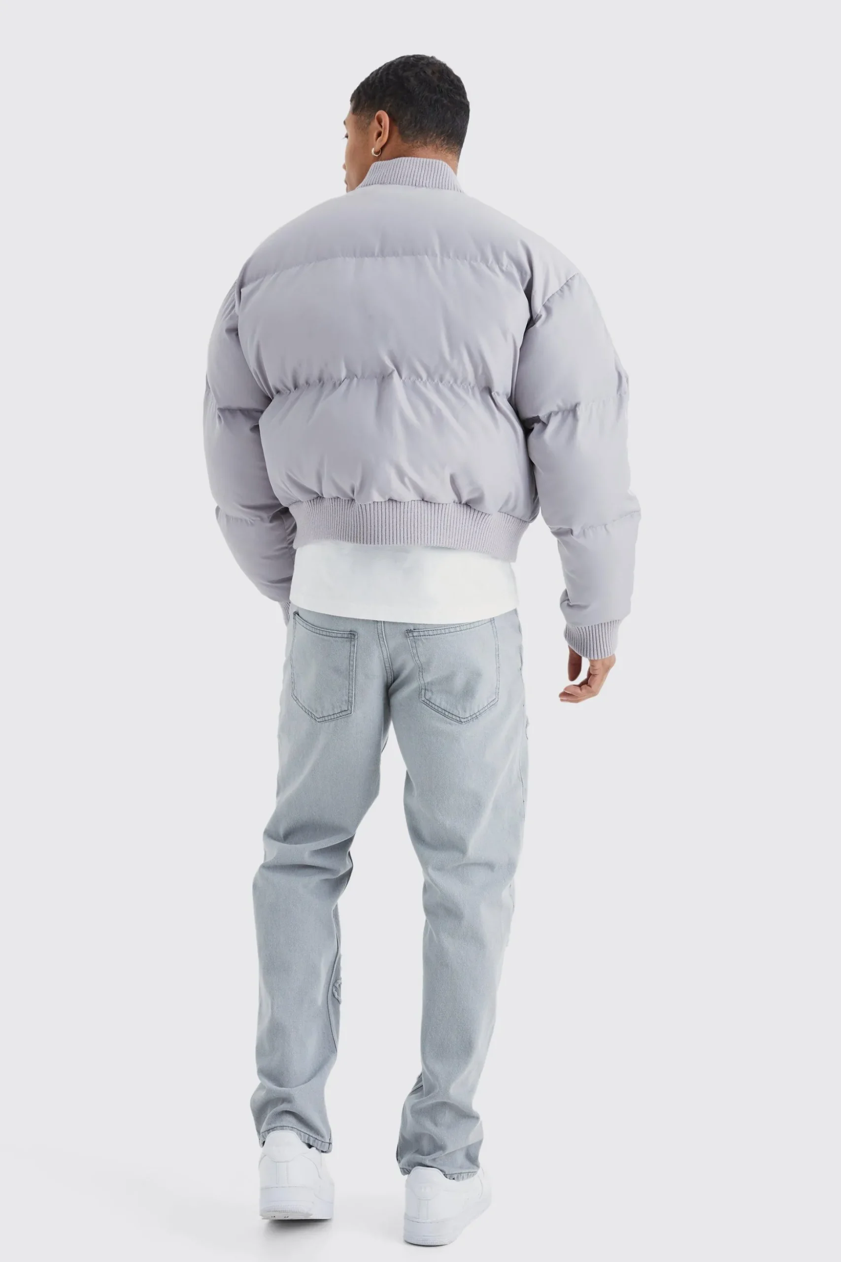 Boxy Sheen Volume Padded Bomber | BoohooMAN UK