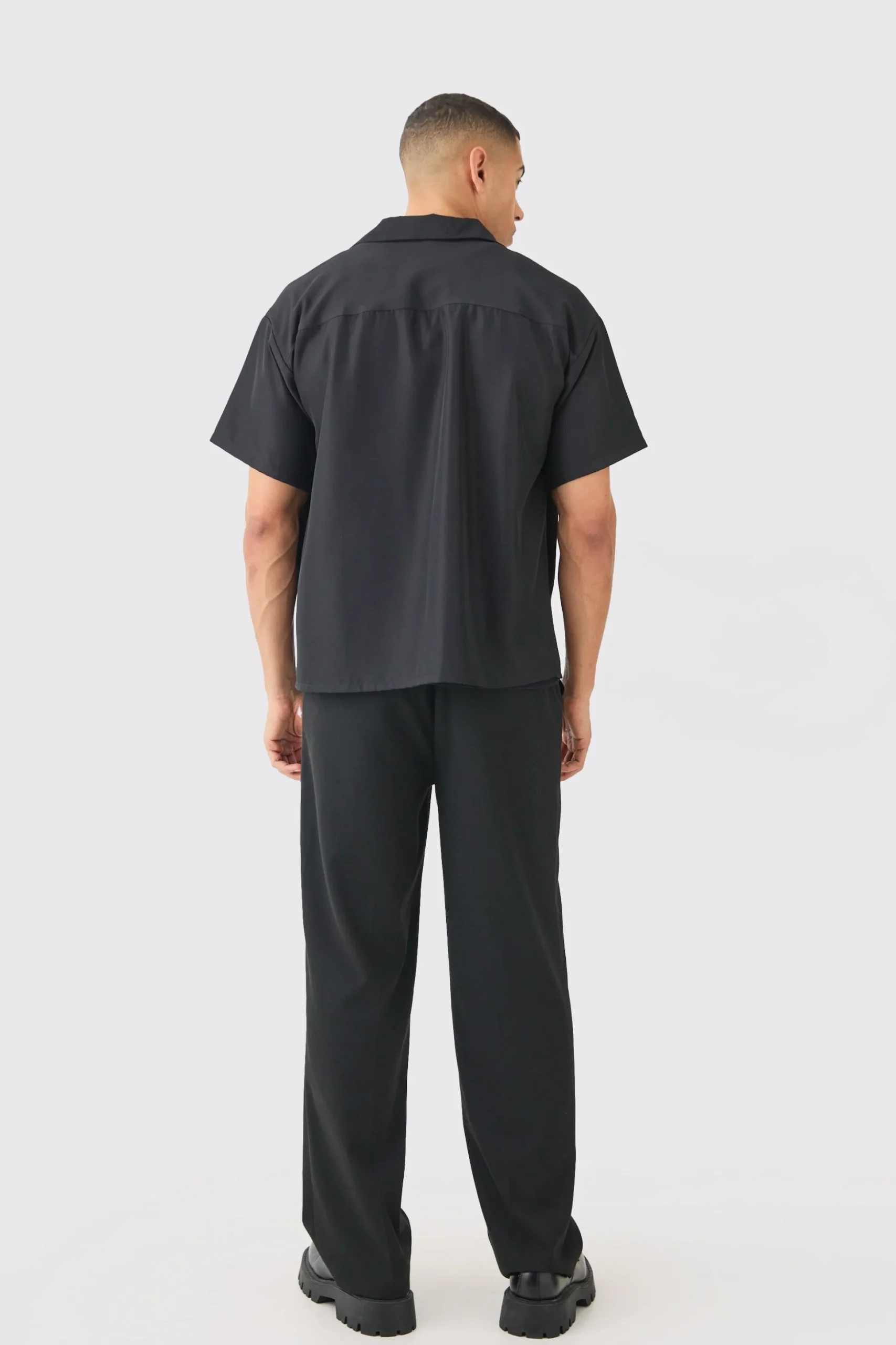 Boxy Soft Twill Cartoon Leaf Embroidered Shirt | BoohooMAN UK