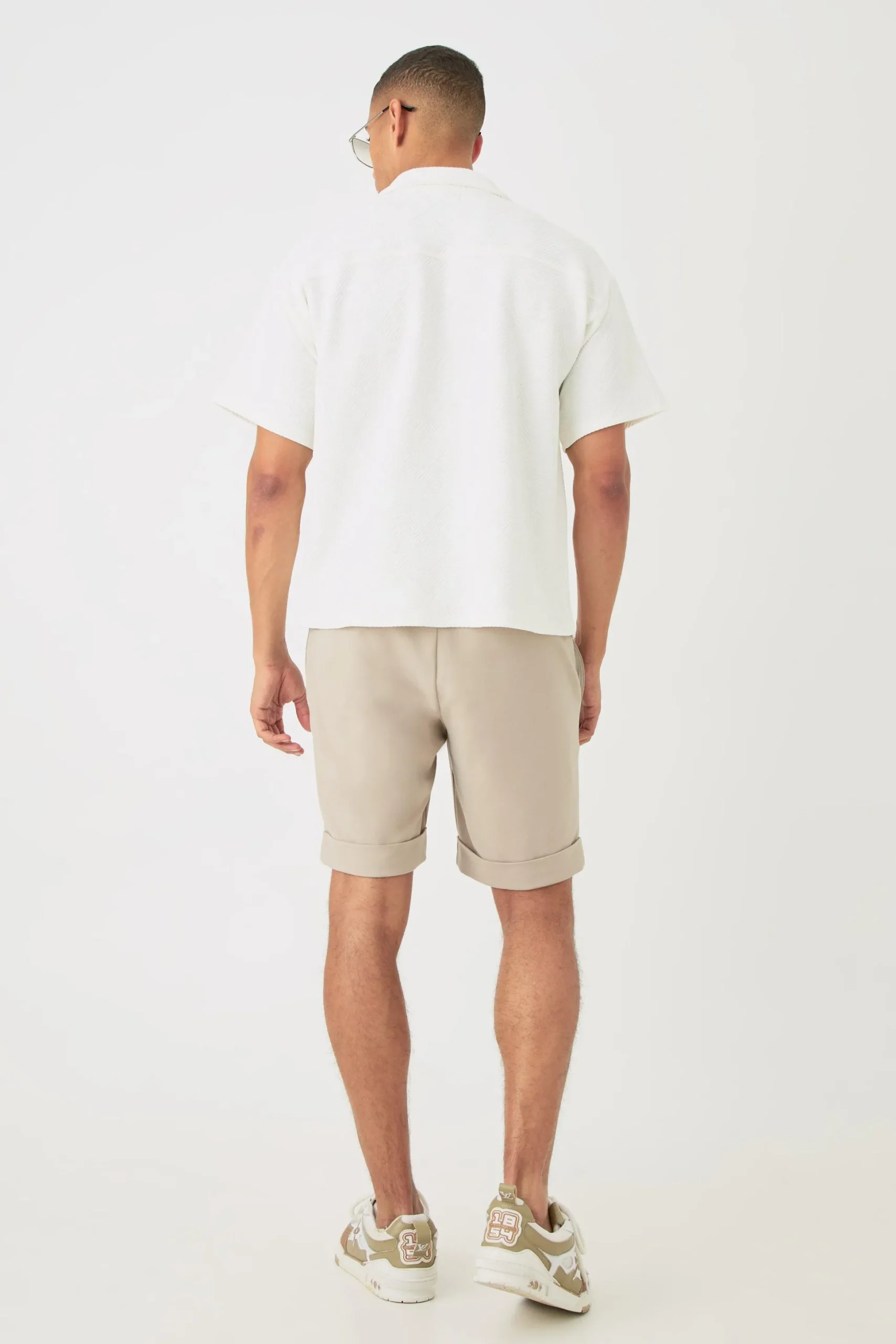 Boxy Twill Revere Collar Shirt In White | BoohooMAN UK