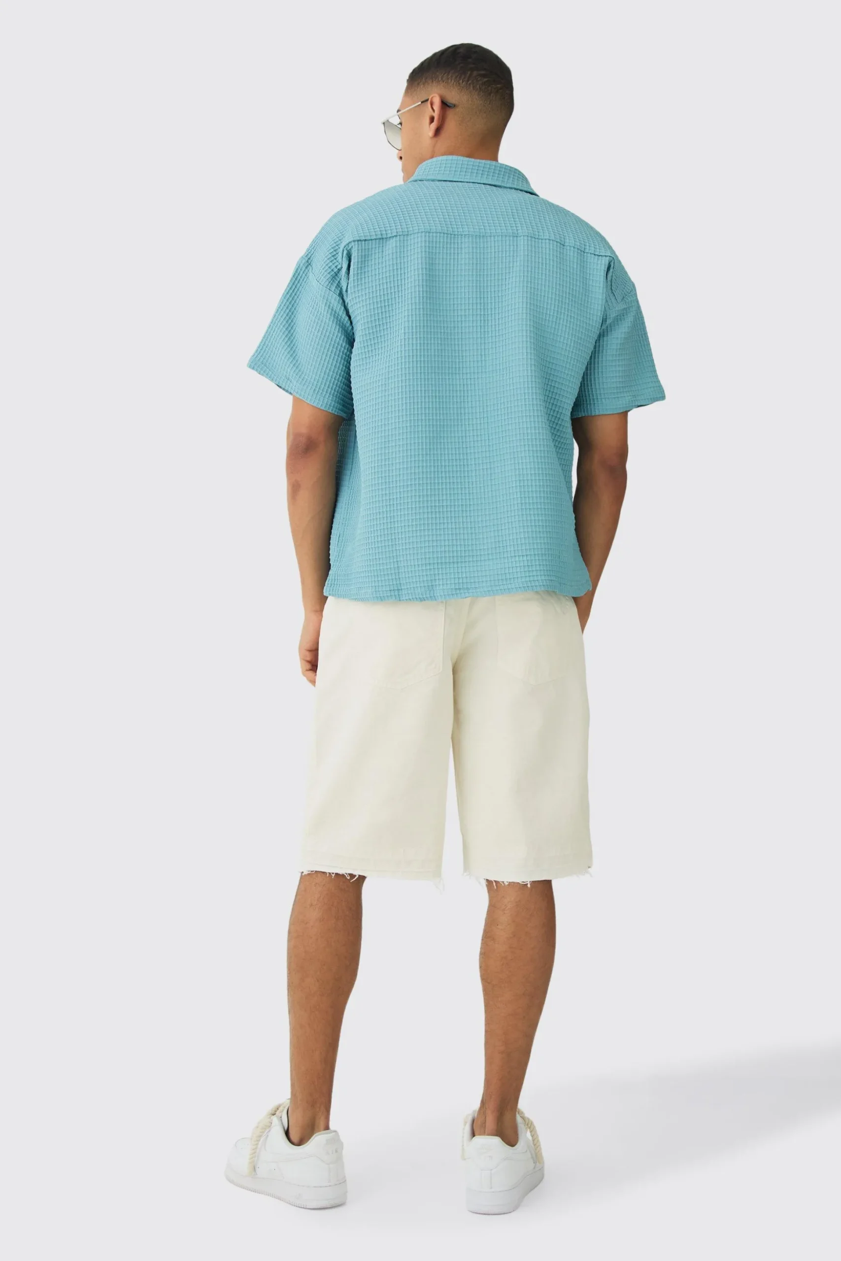 Boxy Waffle Shirt | BoohooMAN UK