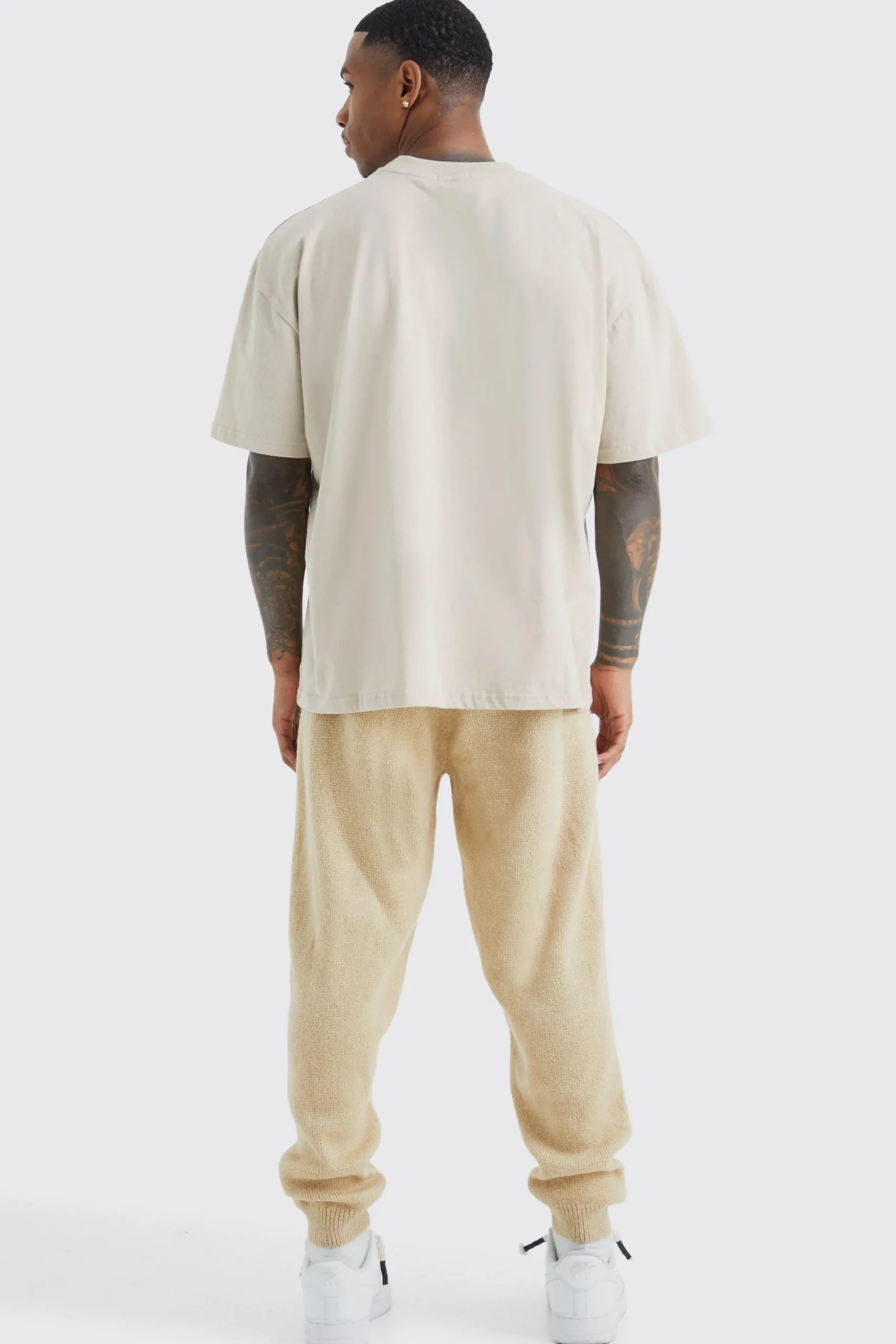 Brushed Ribbed Knitted Joggers | BoohooMAN UK