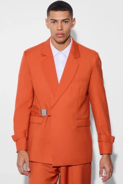 Buckle Chest & Cuff Relaxed Fit Suit Jacket | BoohooMAN UK