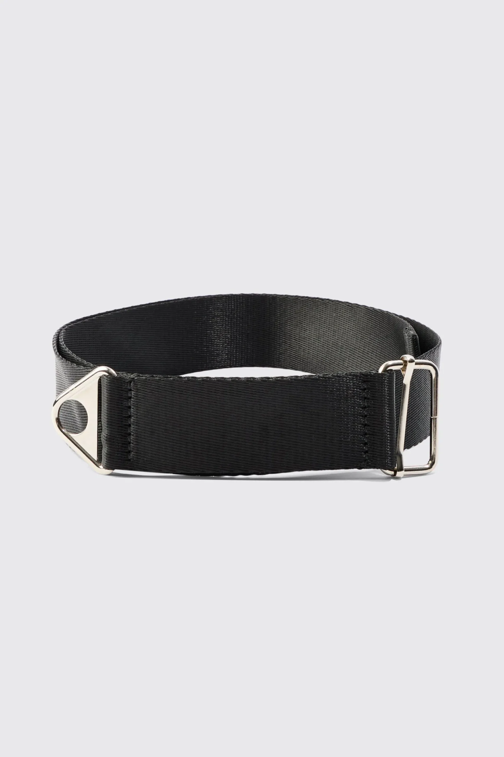 Buckle Detail Nylon Belt In Black | BoohooMAN UK