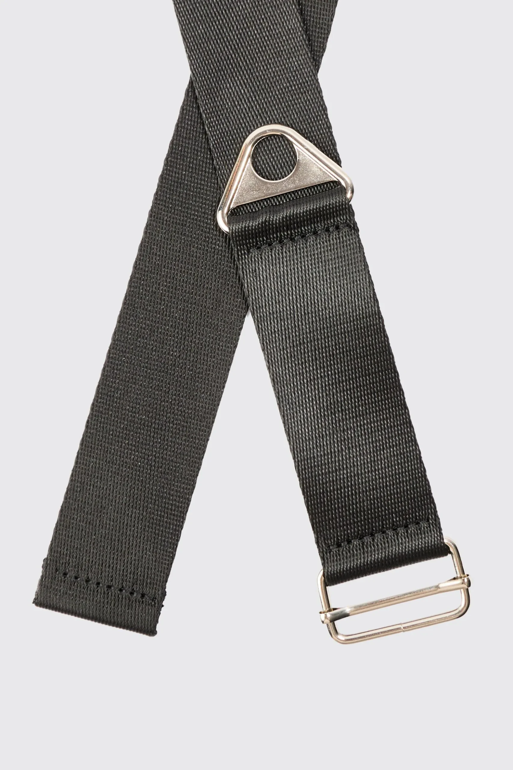 Buckle Detail Nylon Belt In Black | BoohooMAN UK
