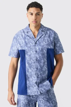 Camo Twill Short Sleeve Gusset Detail Shirt Set | BoohooMAN UK