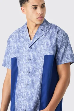 Camo Twill Short Sleeve Gusset Detail Shirt Set | BoohooMAN UK