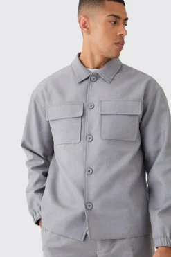 Cargo Pocket Regular Fit Tailored Overshirt | BoohooMAN UK