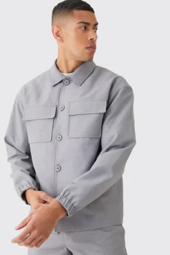 Cargo Pocket Regular Fit Tailored Overshirt | BoohooMAN UK