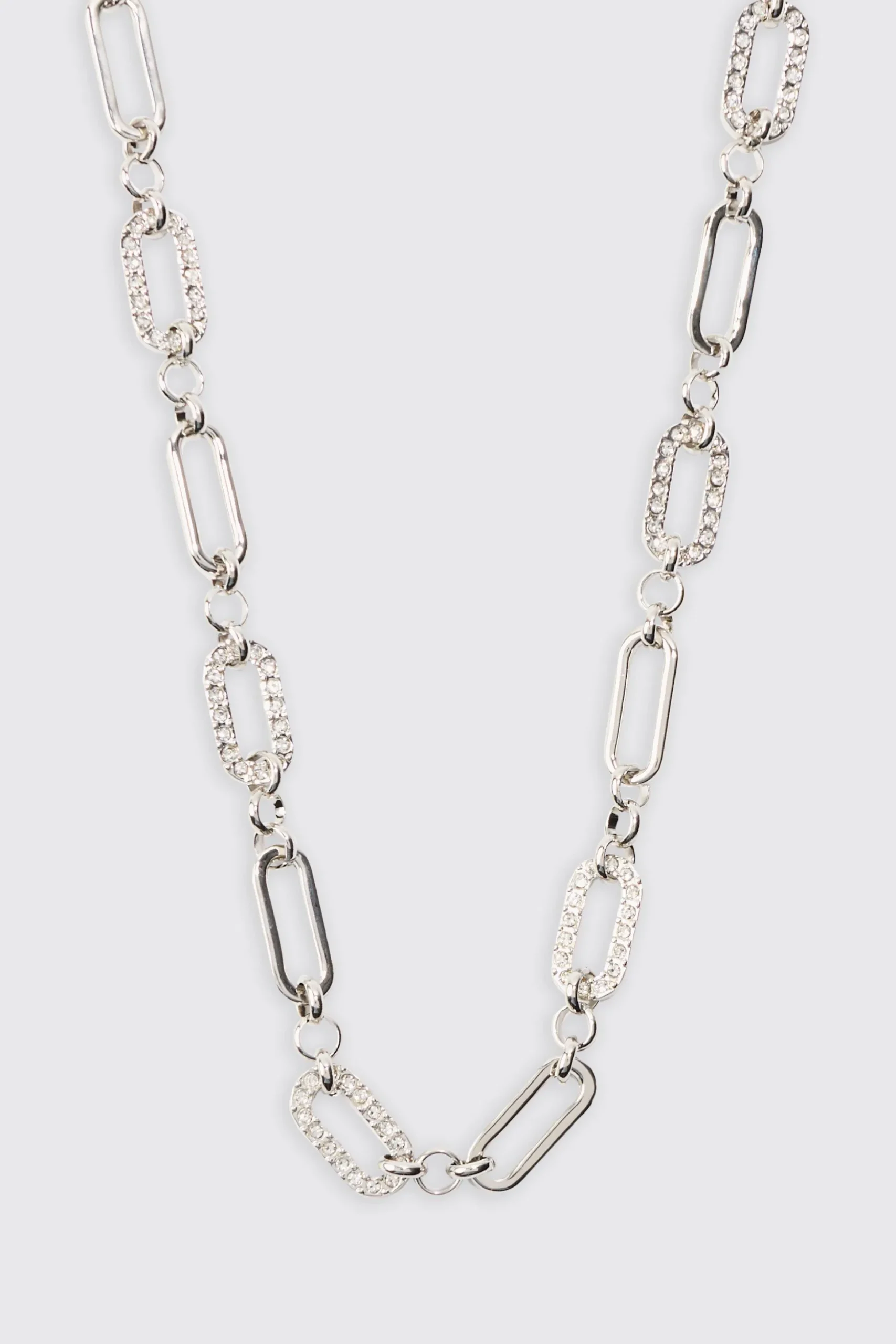 Chain Link Necklace In Silver | BoohooMAN UK