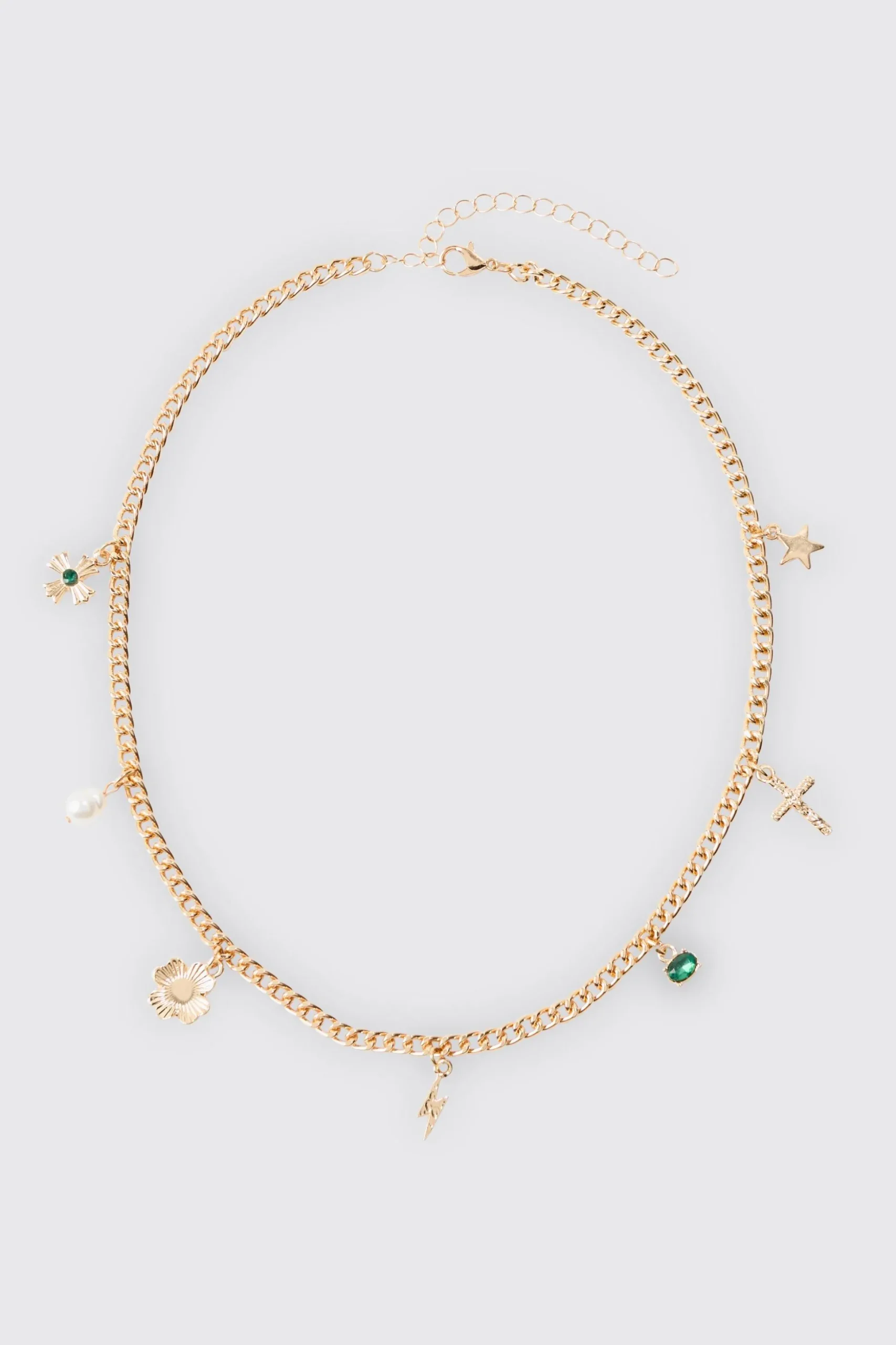 Chain Pendant Necklace In Gold | BoohooMAN UK