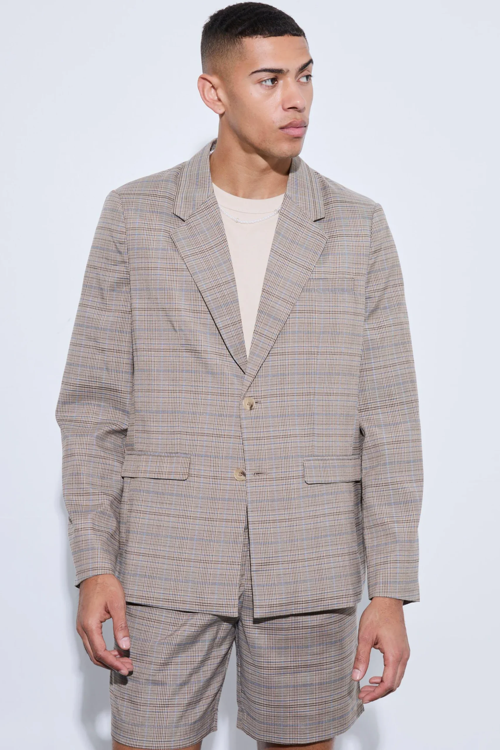 Check Oversized Boxy Blazer | BoohooMAN UK
