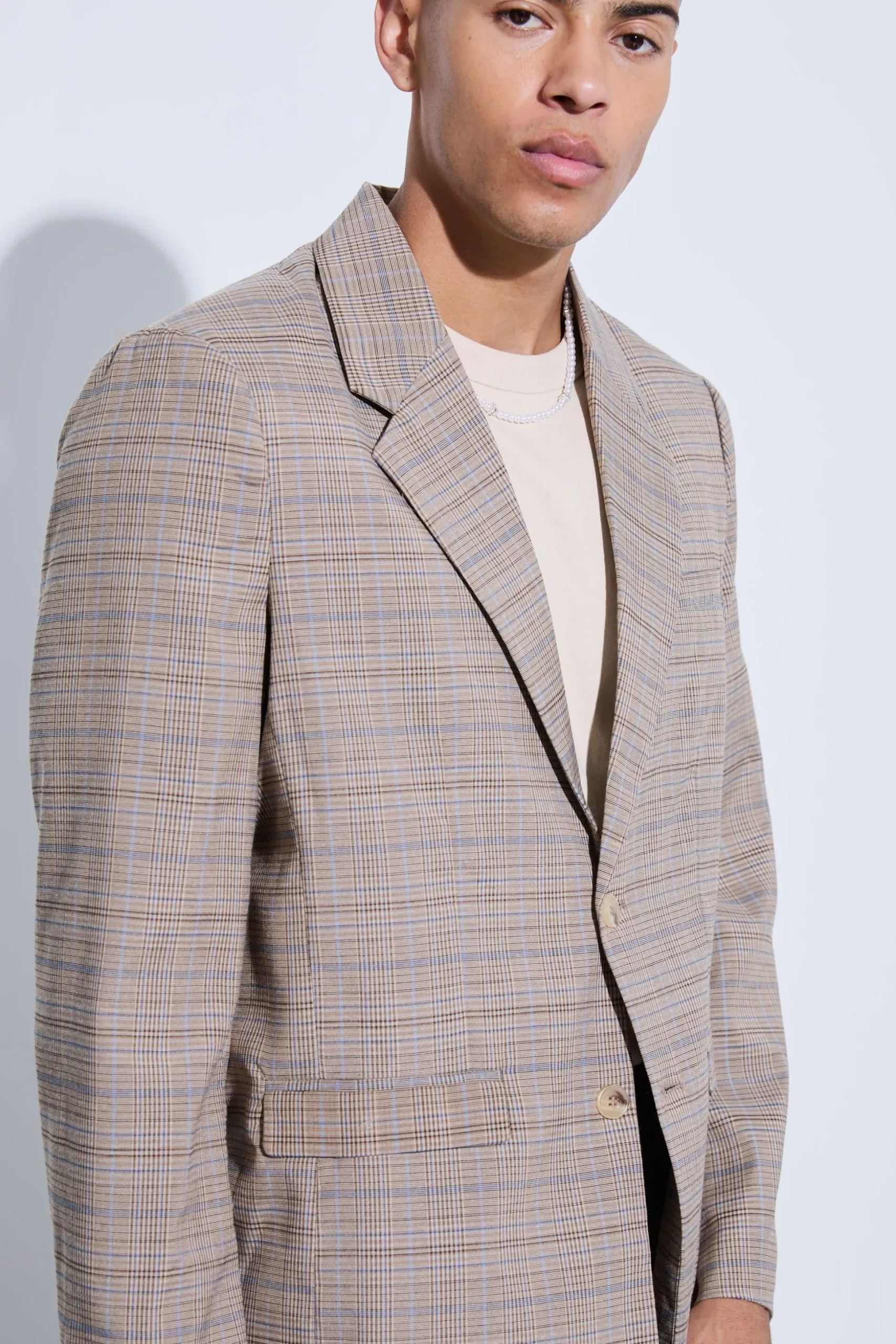 Check Oversized Boxy Blazer | BoohooMAN UK
