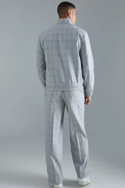 Check Tailored Wide Leg Trousers | BoohooMAN UK