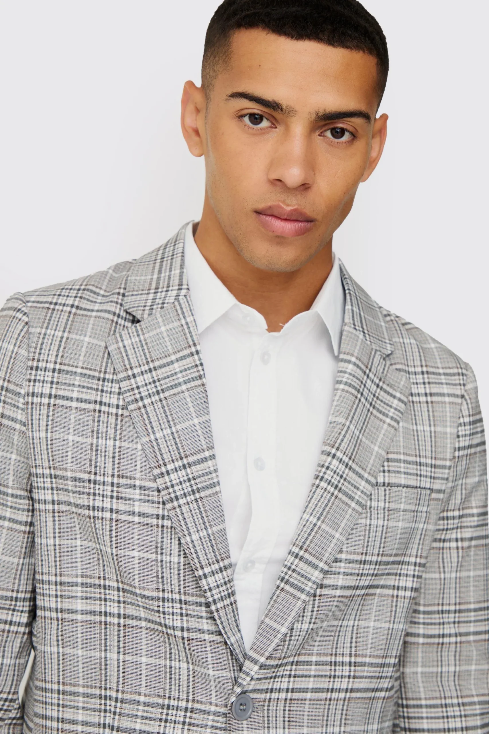 Check Weave Slim Fit Suit Jacket | BoohooMAN UK