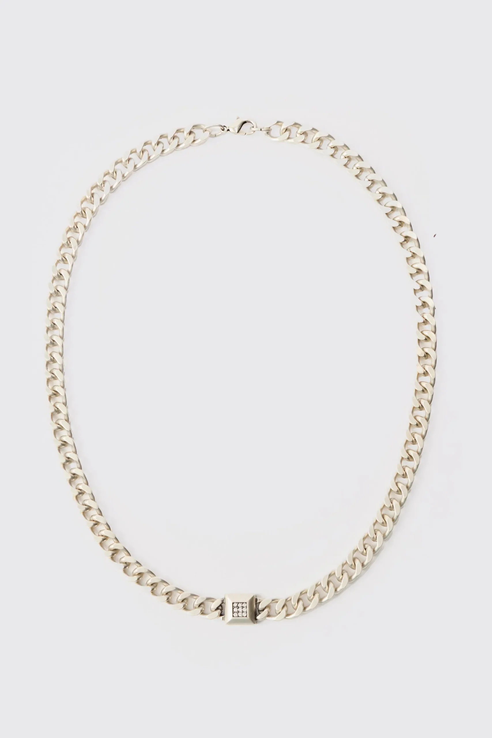 Chunky Chain Iced Pendant Necklace | BoohooMAN UK