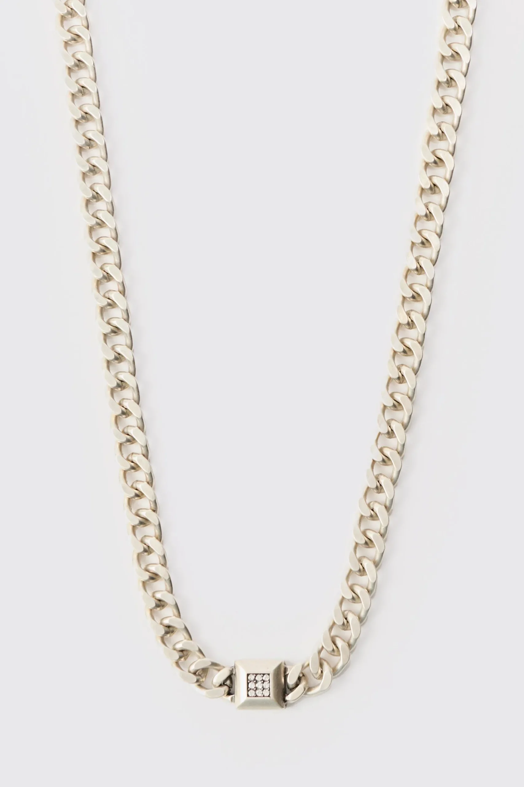 Chunky Chain Iced Pendant Necklace | BoohooMAN UK