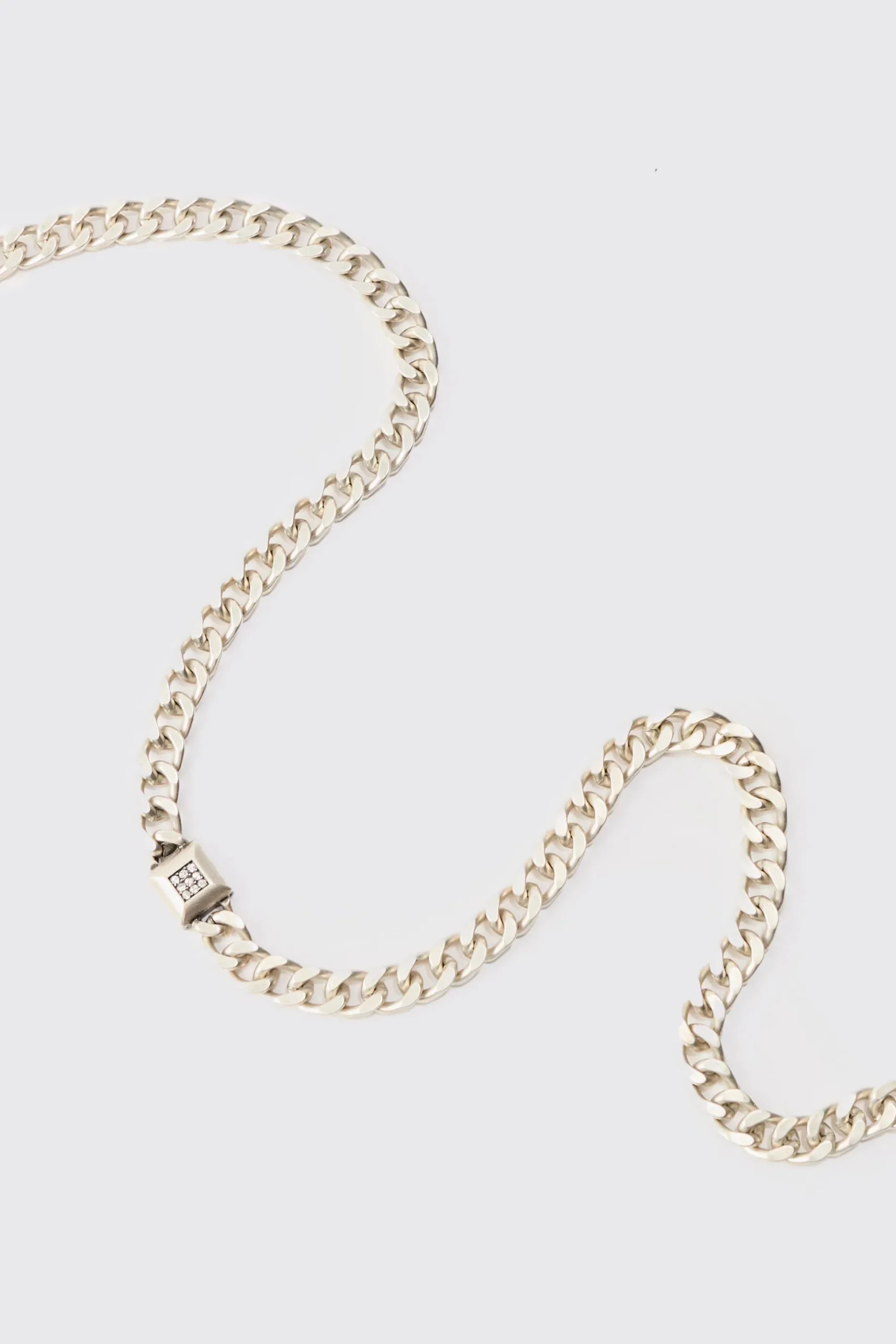 Chunky Chain Iced Pendant Necklace | BoohooMAN UK
