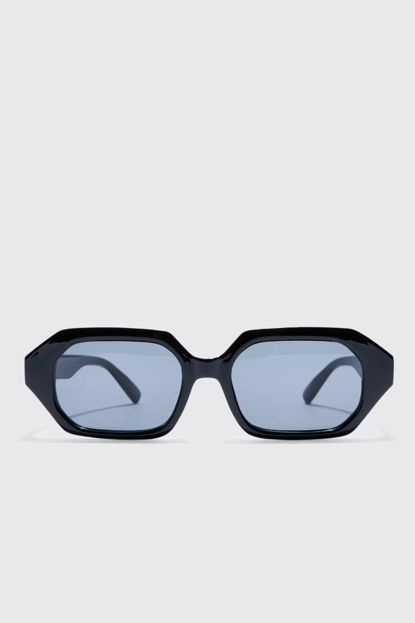 Chunky Hexagonal Sunglasses In Black | BoohooMAN UK