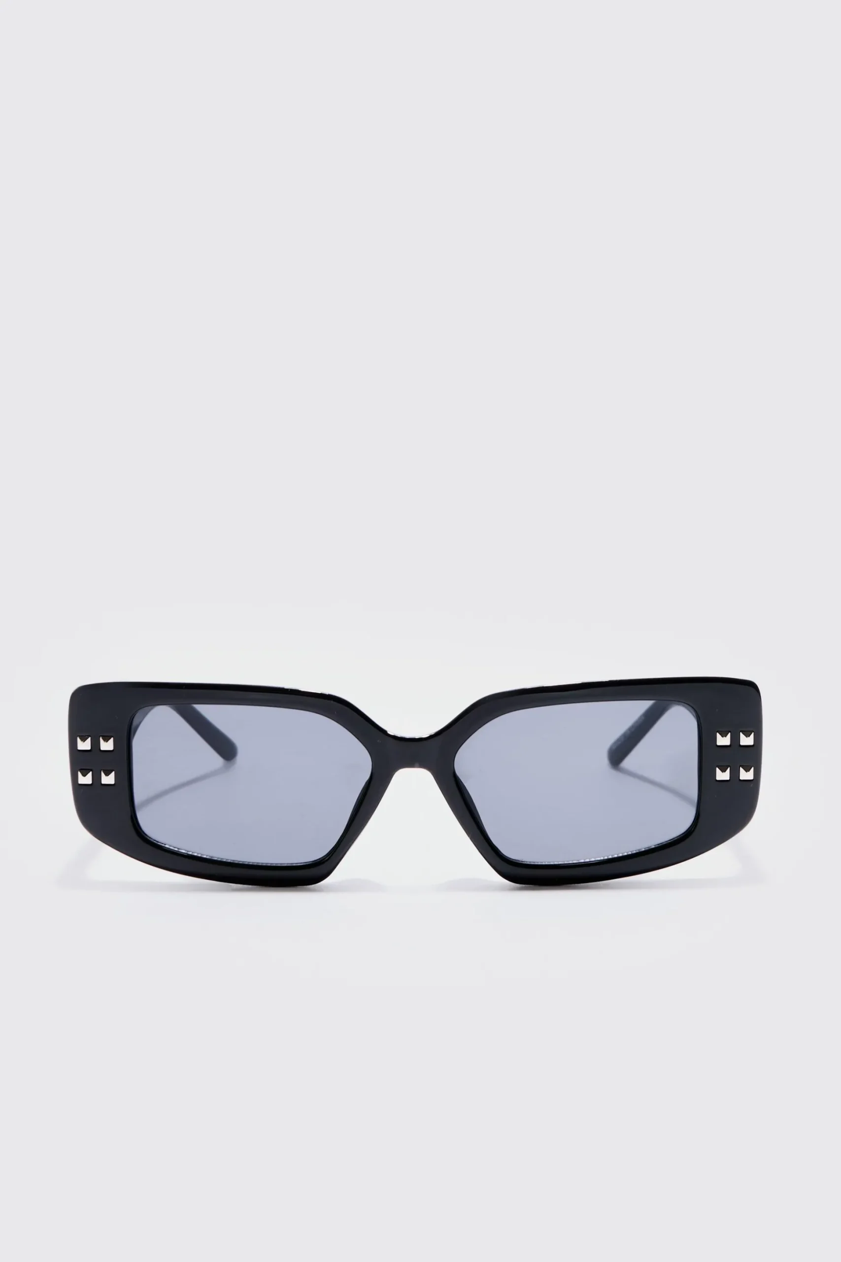 Chunky Rectangle Sunglasses In Black | BoohooMAN UK