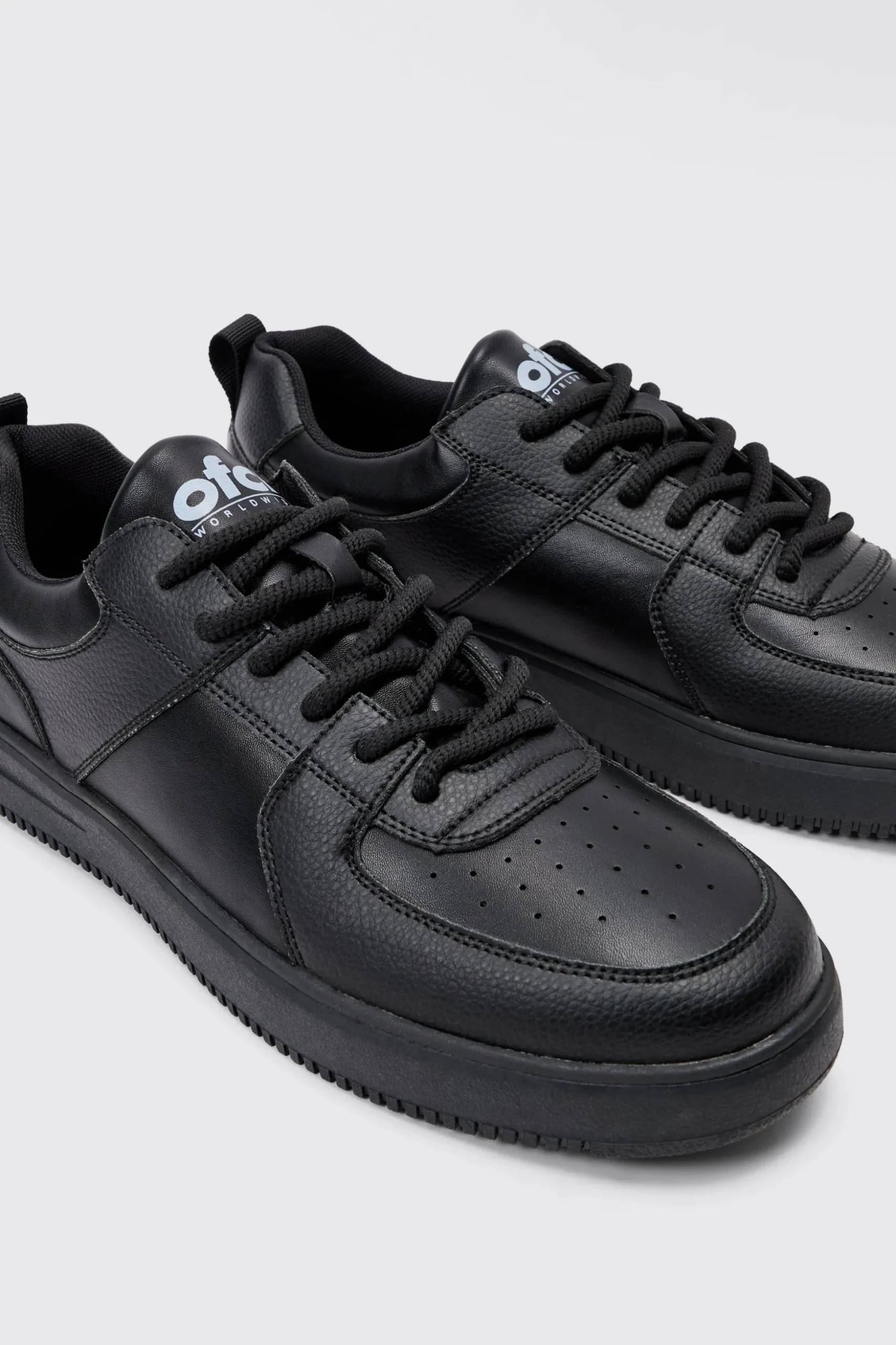 Chunky Rope Lace Trainers In Black | BoohooMAN UK