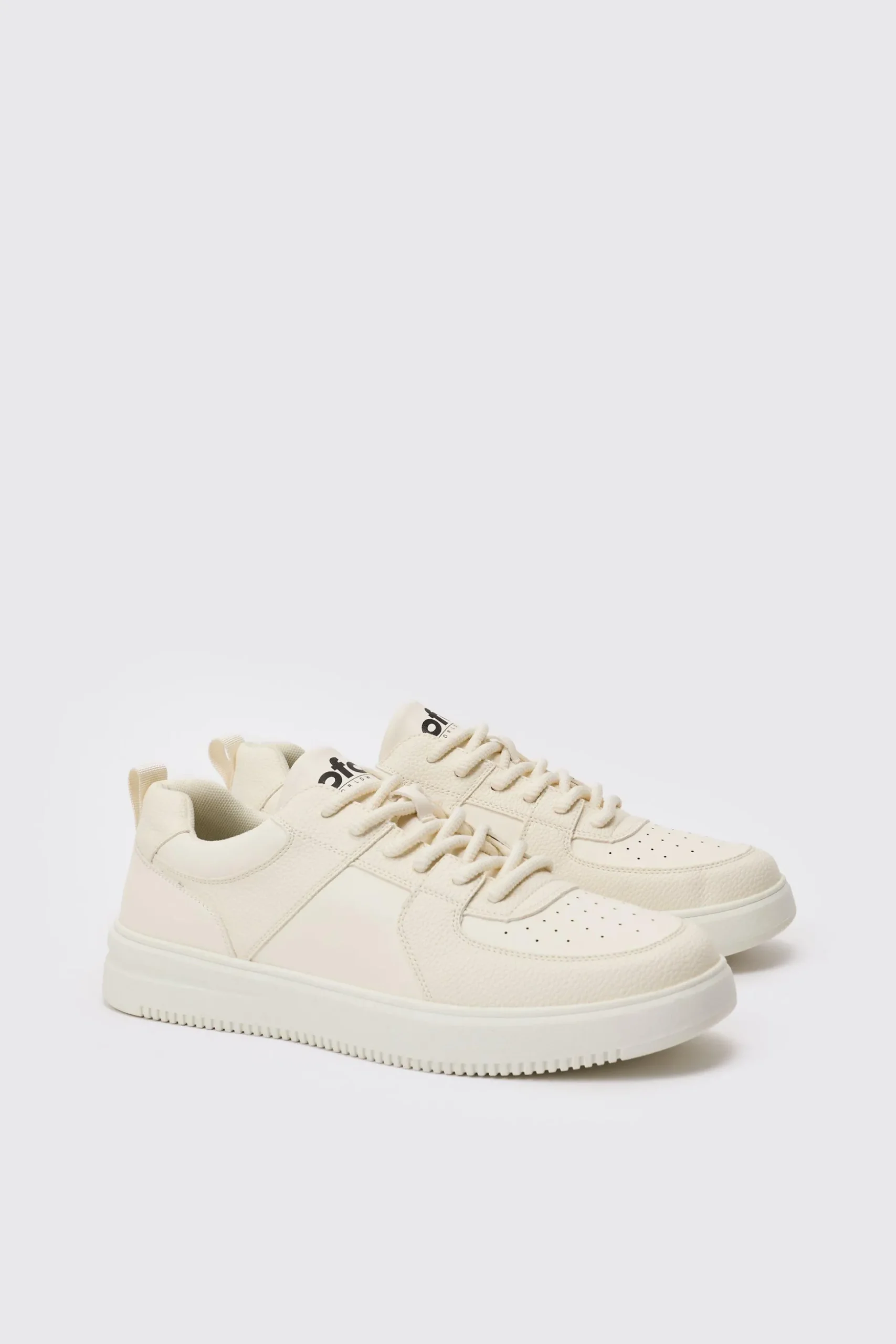 Chunky Rope Lace Trainers In White | BoohooMAN UK