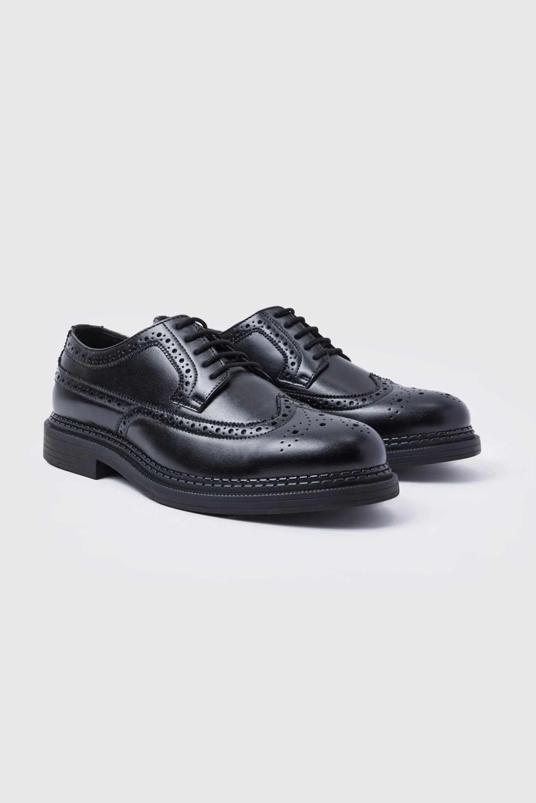 Classic Faux Leather Brogue | BoohooMAN UK