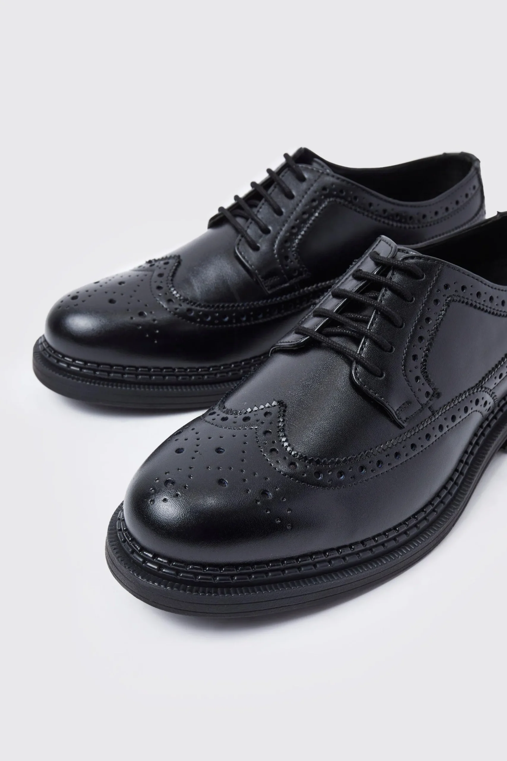 Classic Faux Leather Brogue | BoohooMAN UK