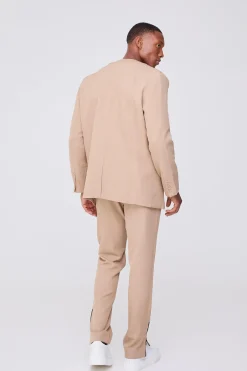 Collarless Straight Blazer | BoohooMAN UK