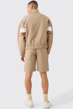 Colour Block Relaxed Fit Tailored Track Jacket | BoohooMAN UK