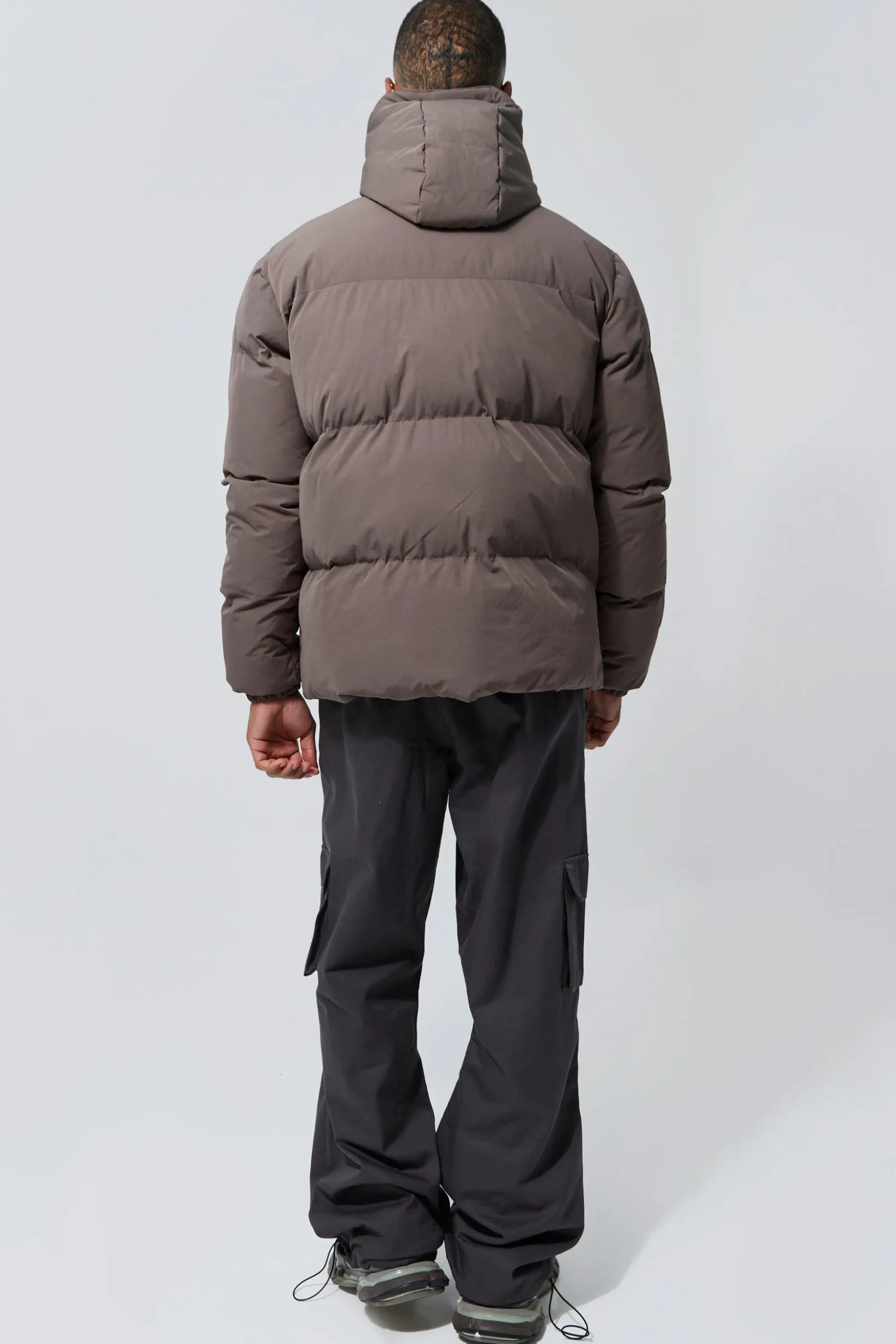 Concealed Placket Hooded Puffer | BoohooMAN UK
