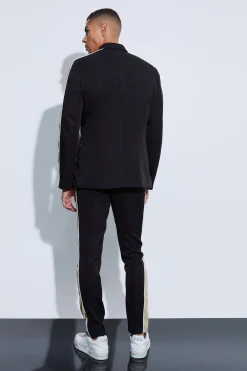 Contrast Panel Double Breasted Relaxed Fit Blazer | BoohooMAN UK