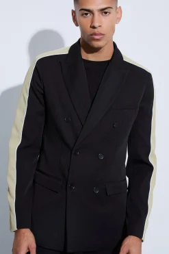 Contrast Panel Double Breasted Relaxed Fit Suit | BoohooMAN UK