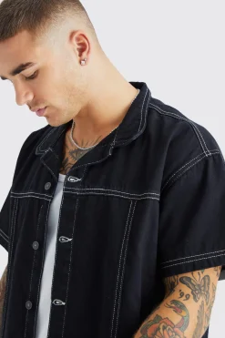 Contrast Stitch Shirt And Jeans Set | BoohooMAN UK