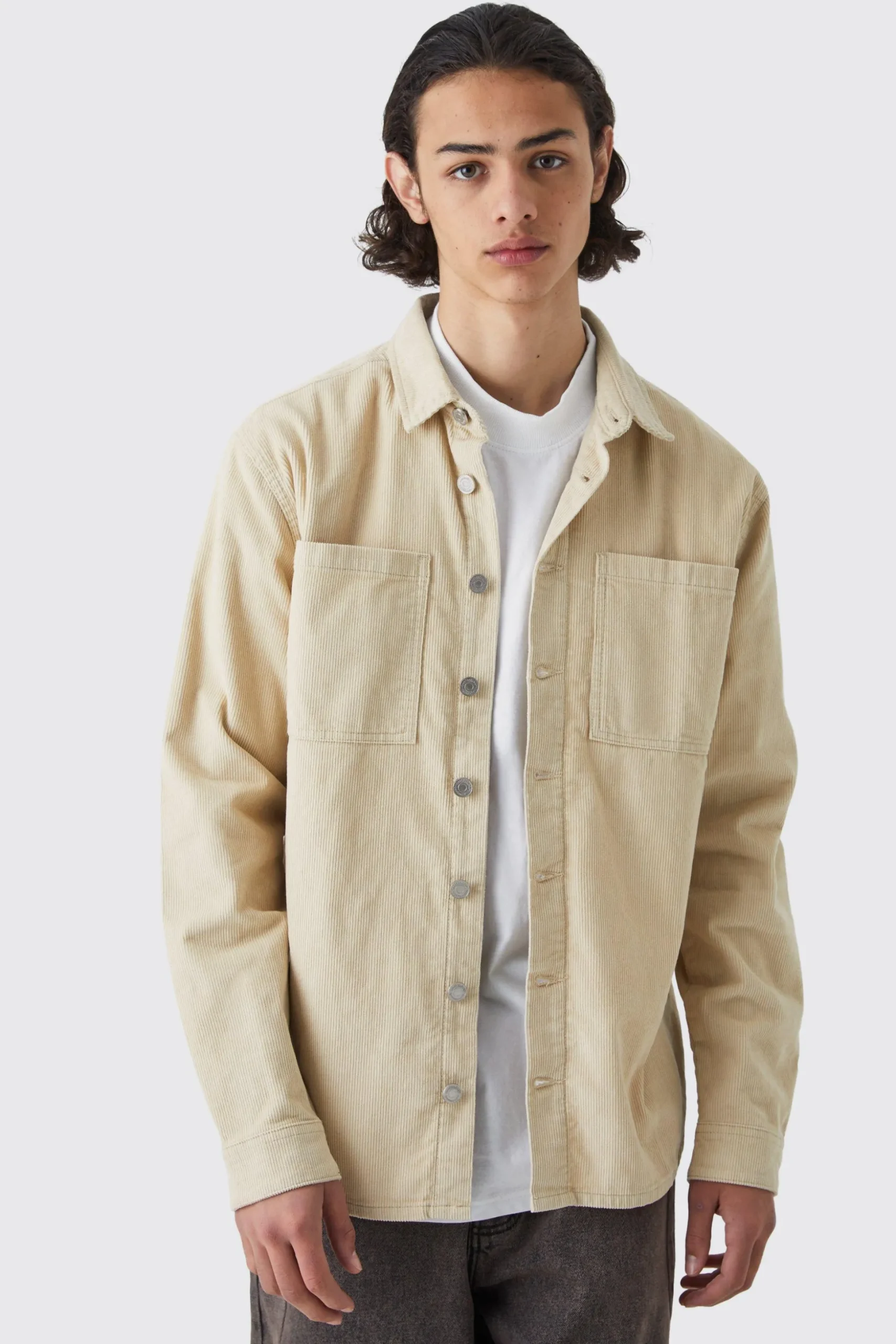 Cord Cargo Overshirt | BoohooMAN UK
