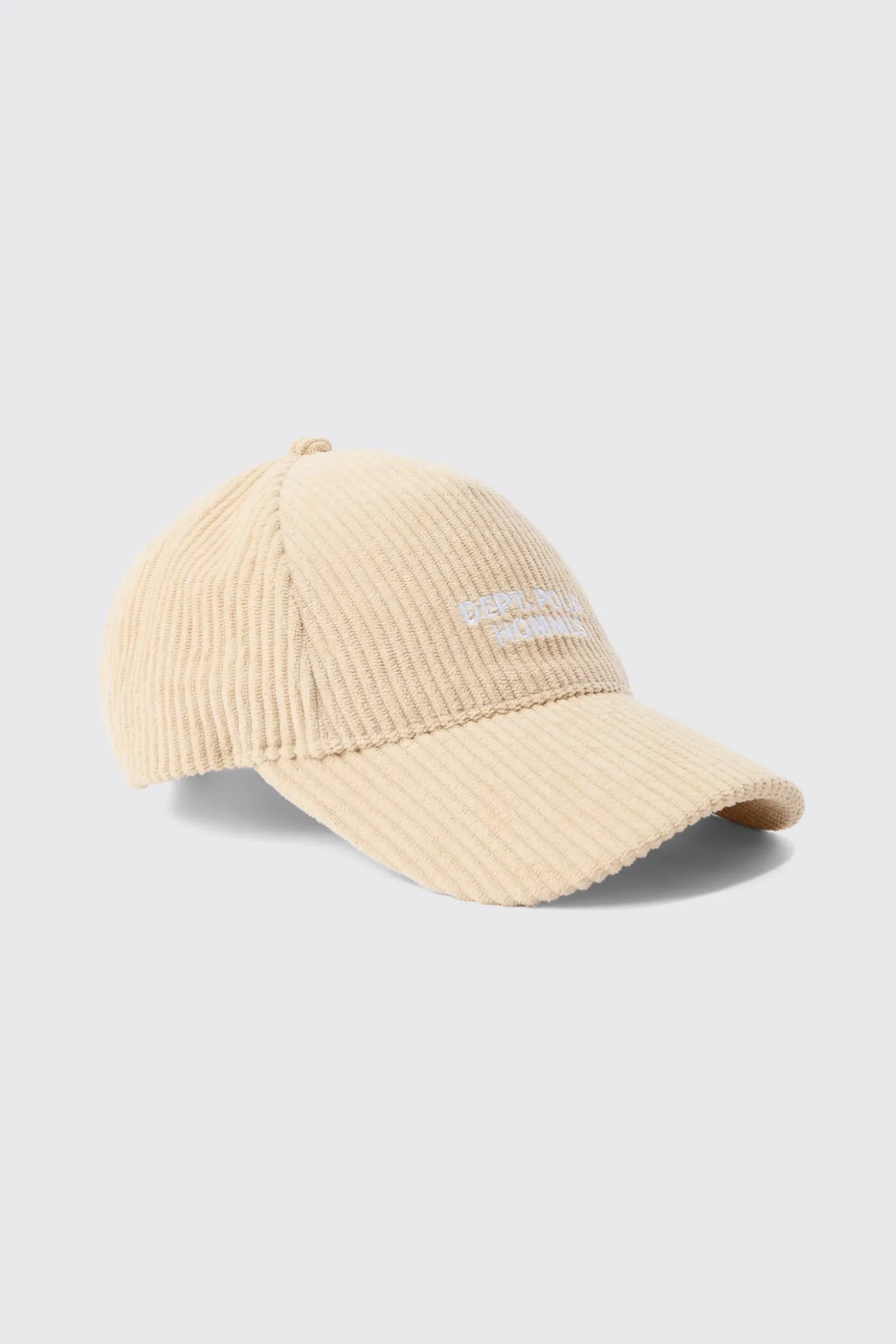 Cord Homme Embroidered Cap In Beige | BoohooMAN UK