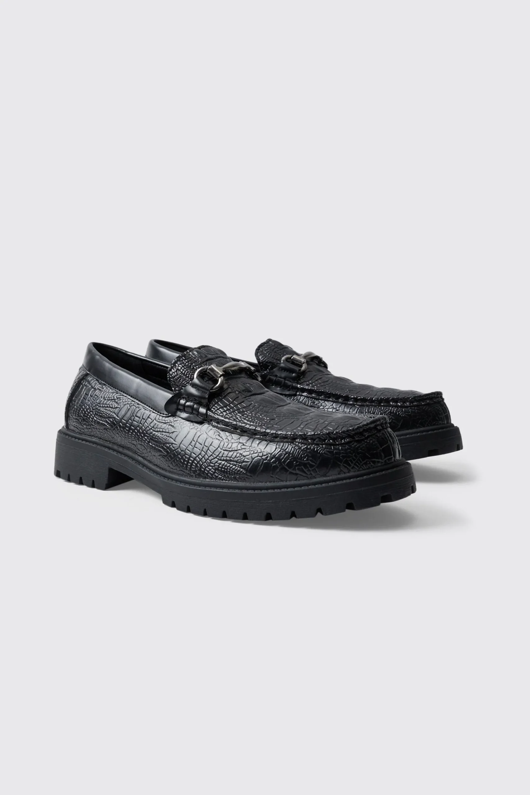 Croc Loafer With Tread Sole | BoohooMAN UK