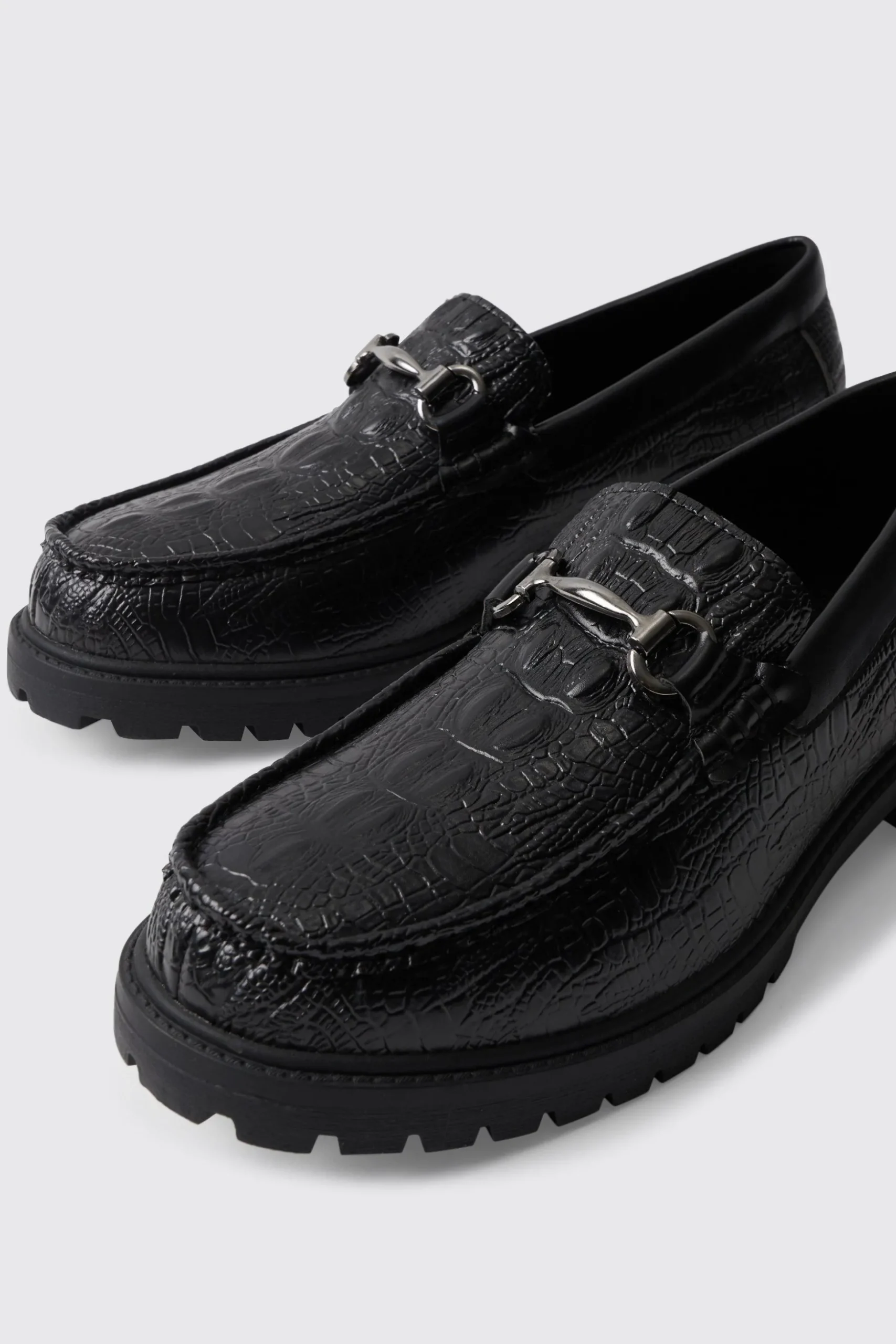 Croc Loafer With Tread Sole | BoohooMAN UK