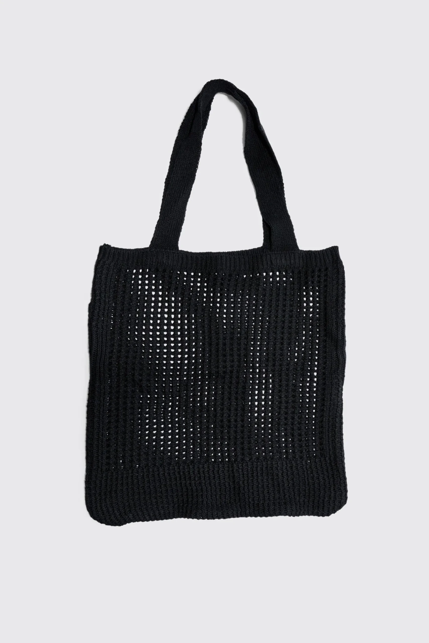Crochet Tote Bag In Black | BoohooMAN UK