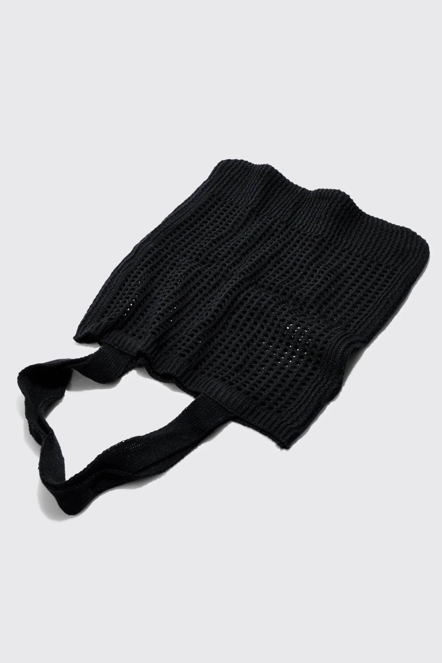 Crochet Tote Bag In Black | BoohooMAN UK