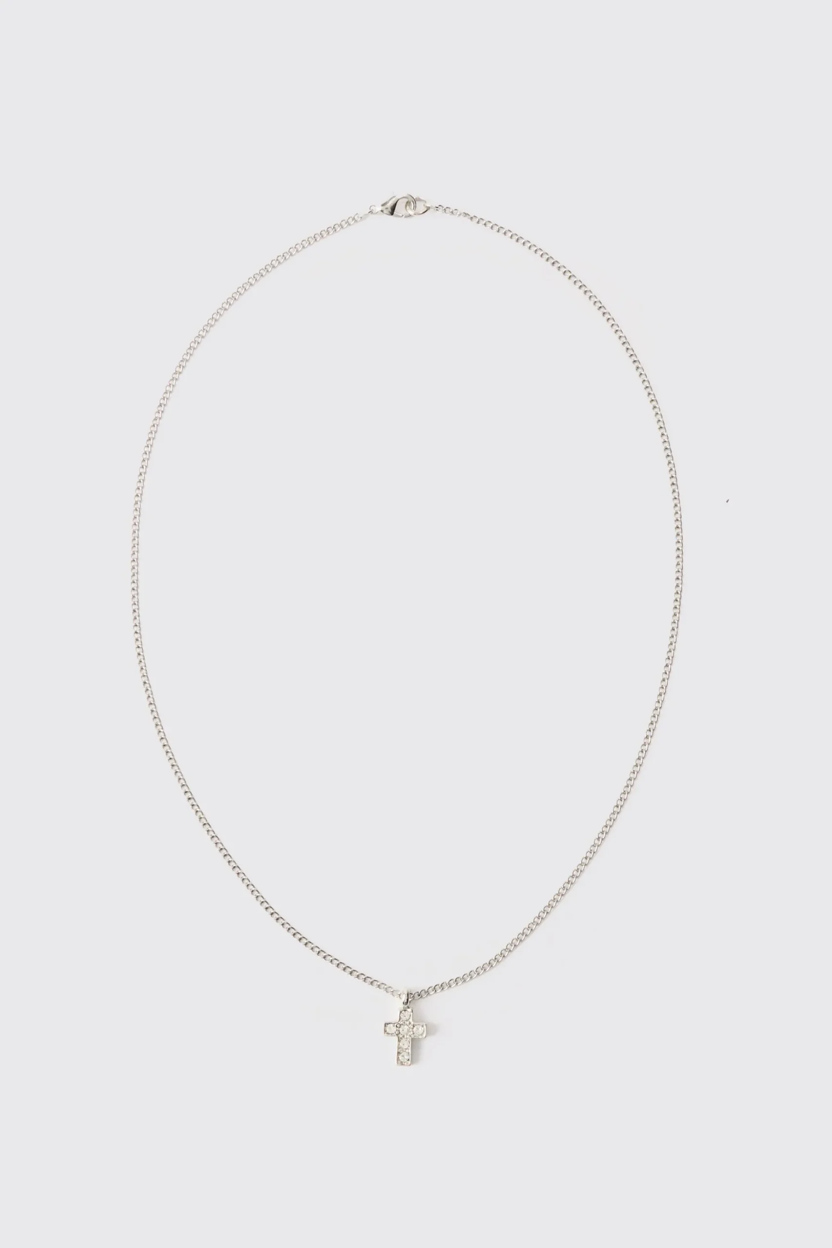 Cross Pendant Necklace In Silver | BoohooMAN UK