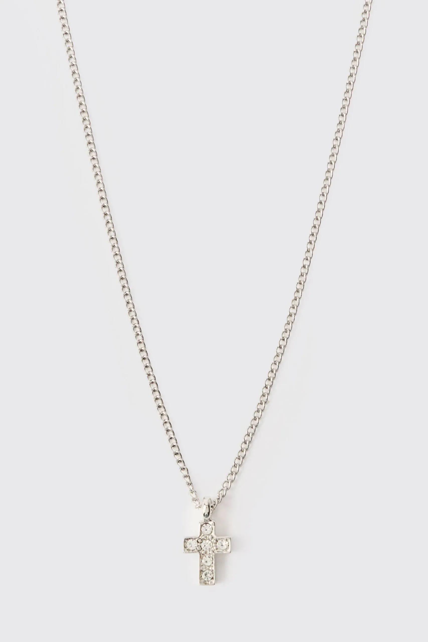 Cross Pendant Necklace In Silver | BoohooMAN UK