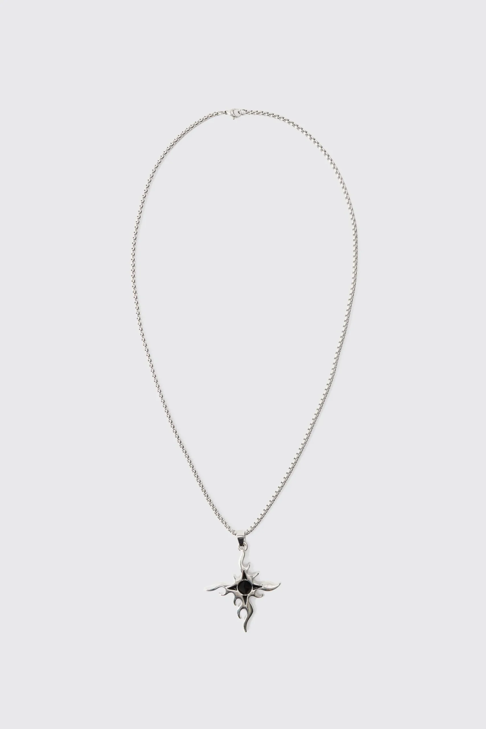 Cross Pendant Necklace In Silver | BoohooMAN UK